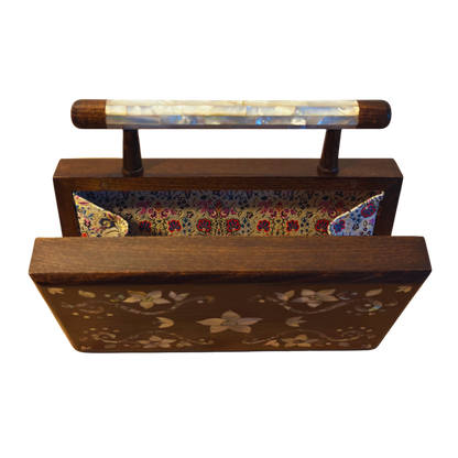 Sham – Luxury Damascene Clutch with Floral Mother of Pearl & Brocade Interior