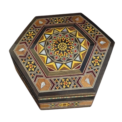 Handgefertigte Mosaik-Schatulle aus Damaskus – Perlmutt & Samt