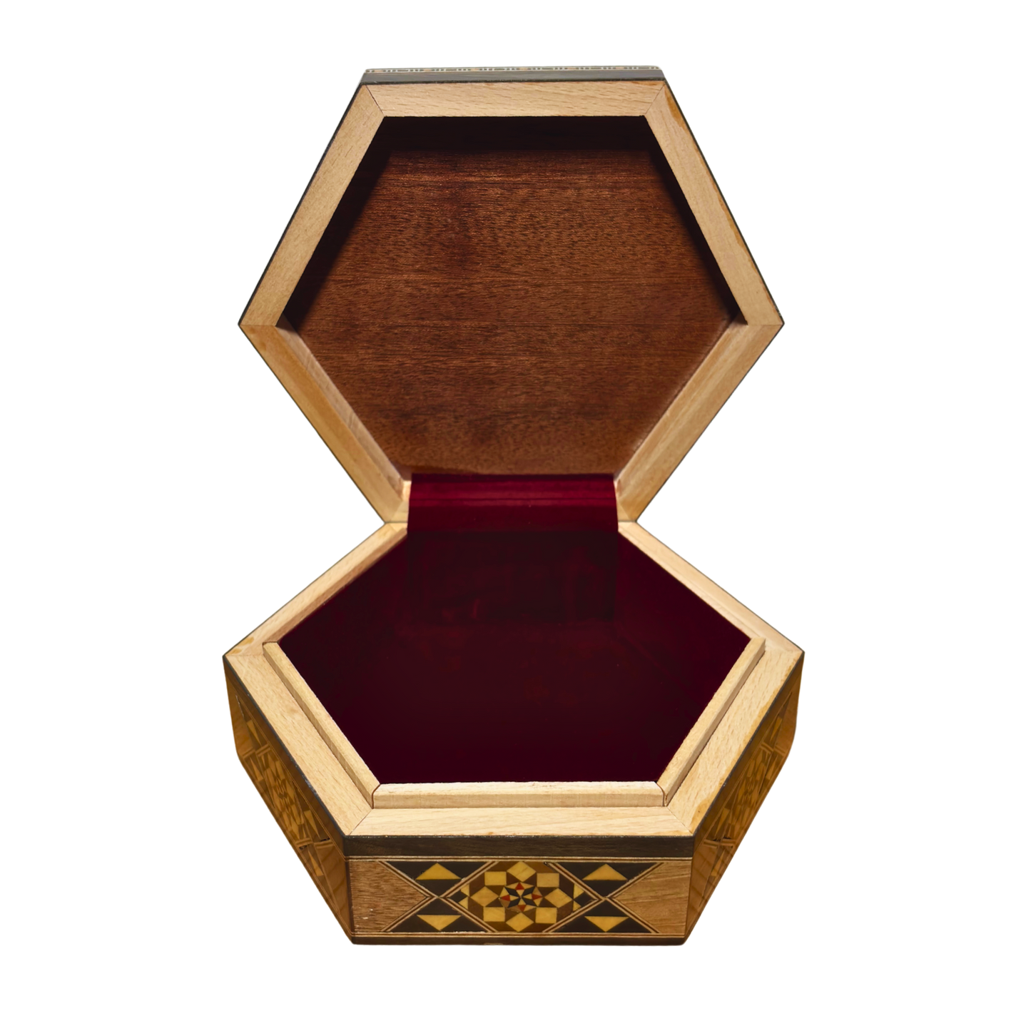 Boîte en Mosaïque Damasquine Artisanale – Nacre & Élégance Veloutée
