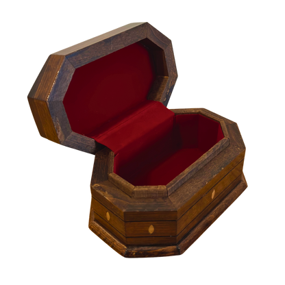 El Oyması Kayın Ahşap Kutu – Ceviz Rengi ve Sedef İşlemeli