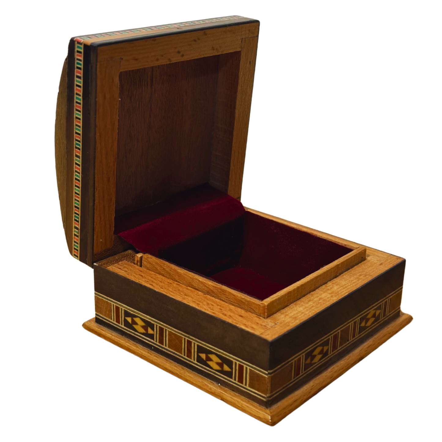 Handgemaakte Mozaïekdoos uit Damascus – Traditionele Kunst & Fluweel