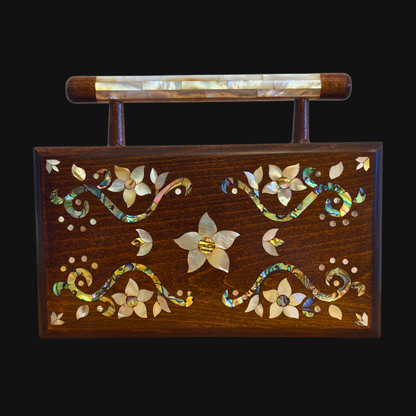 Sham – Luxury Damascene Clutch with Floral Mother of Pearl & Brocade Interior