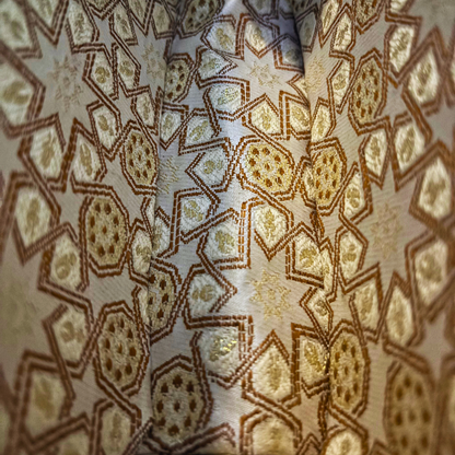 Jouri – Luxury Damascene Clutch with Mother of Pearl Rose Inlay & Pearl Rosary Chain