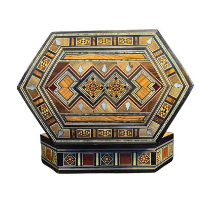 Handcrafted Damascene Mosaic Box – Mother of Pearl & Velvet Harmony