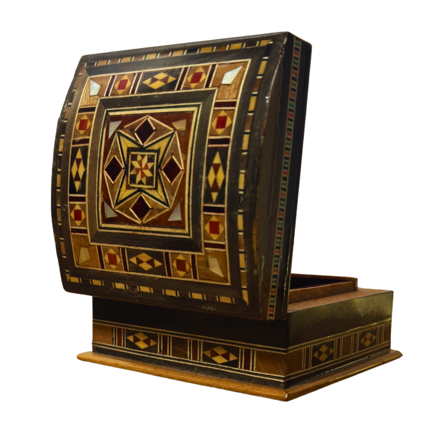 Handgemaakte Mozaïekdoos uit Damascus – Traditionele Kunst & Fluweel