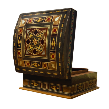 Handgemaakte Mozaïekdoos uit Damascus – Traditionele Kunst & Fluweel