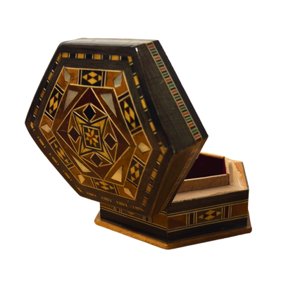 Boîte en Mosaïque Artisanale de Damas – Art Traditionnel & Velours