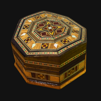 Boîte en Mosaïque Artisanale de Damas – Art Traditionnel & Velours