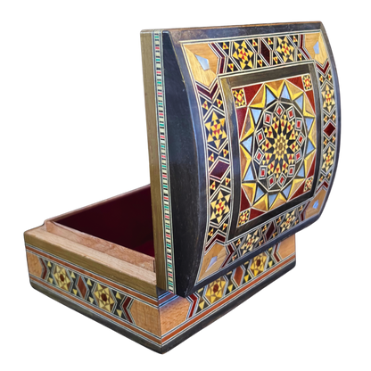 Elegant Damascene Mosaic Box – Mother of Pearl & Velvet