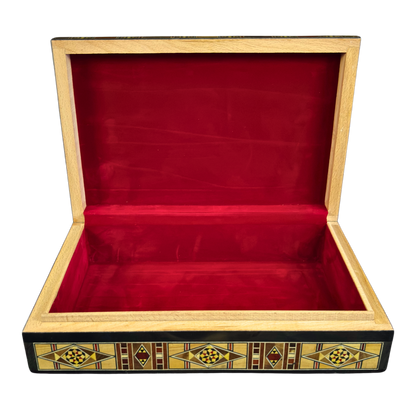 Handcrafted Mosaic Box – Damascene Art & Velvet Interior