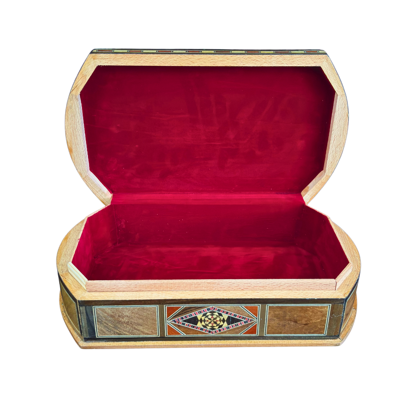 Elegant Mosaic Box – Damascene Art & Velvet Interior