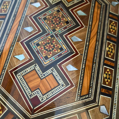 Handcrafted Damascene Mosaic Box – Mother of Pearl & Velvet Harmony