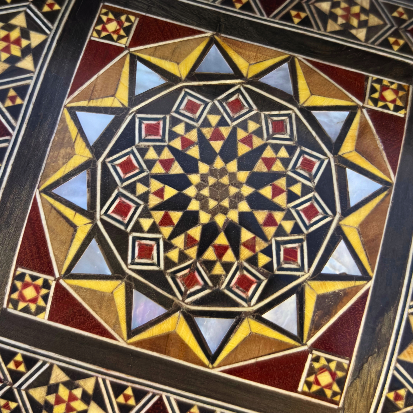 Elegant Damascene Mosaic Box – Mother of Pearl & Velvet