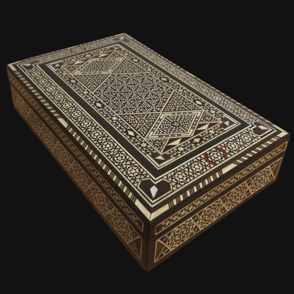 صندوق مجوهرات دمشقي قديم 1970 – كنز خشبي مصنوع يدويًا