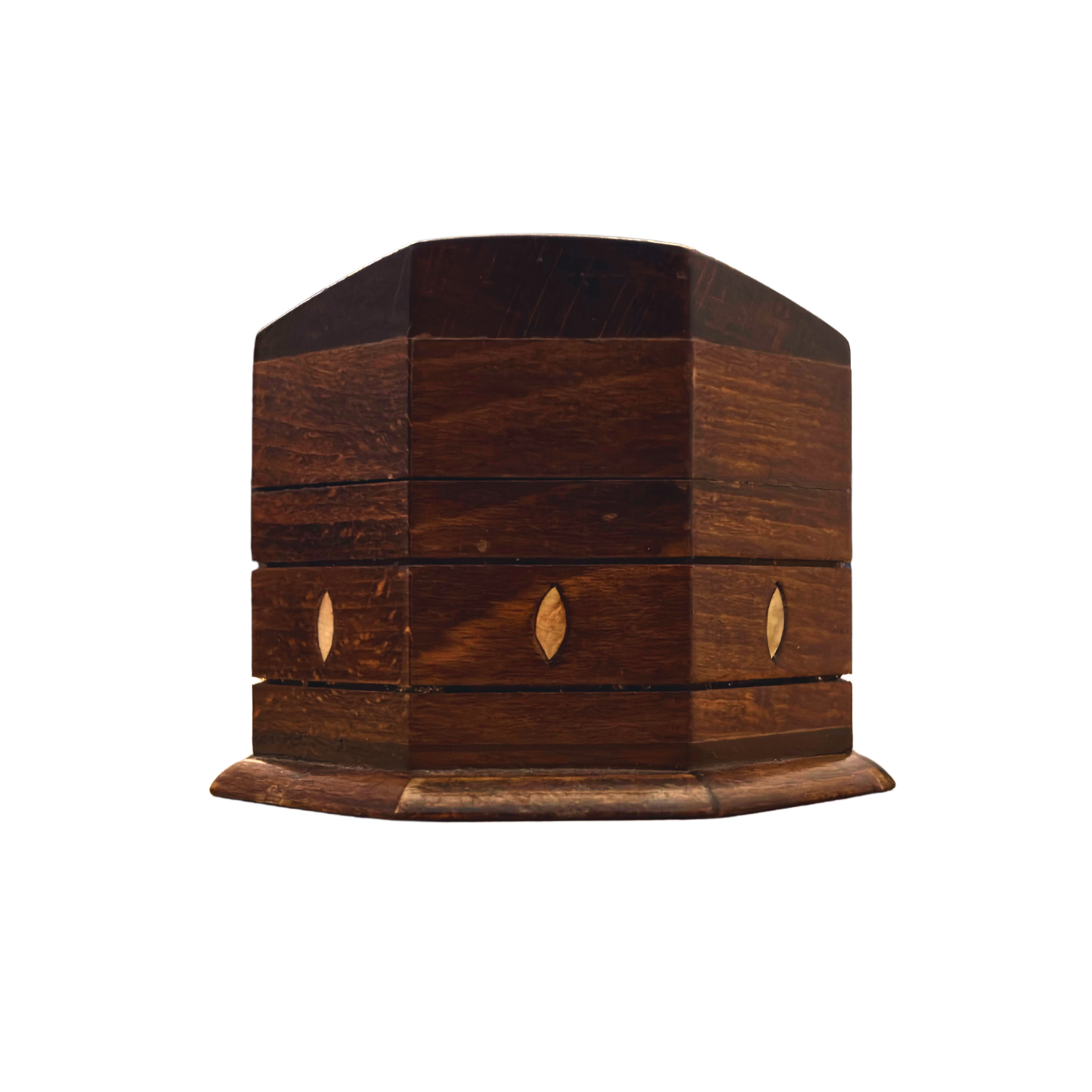 El Oyması Kayın Ahşap Kutu – Ceviz Rengi ve Sedef İşlemeli