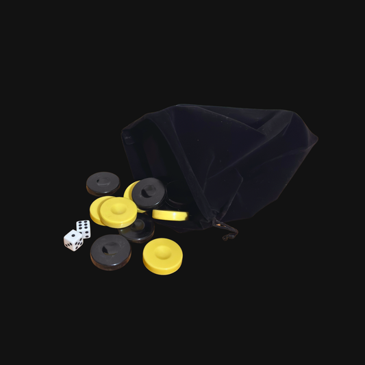 Original Backgammon Pieces Set – White & Black with Dice