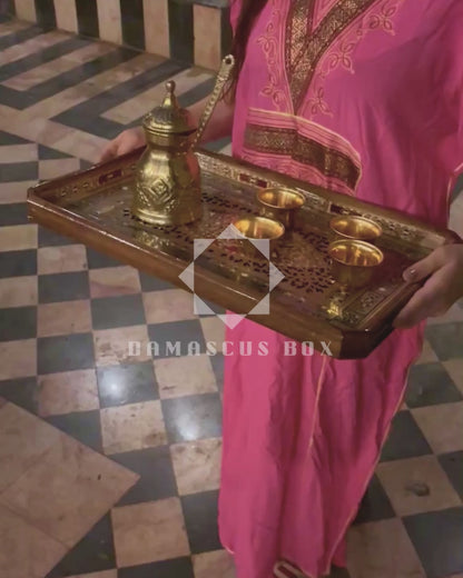 Vassoio Damaschino in Legno – Madreperla & Toni Naturali del Legno