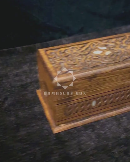 Handcrafted Luxury Carved Box – Mother of Pearl & Velvet Elegance